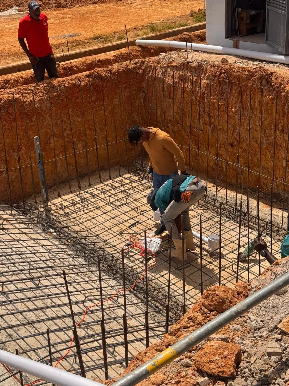 Pool construction work in progress at Sterling Gardens, Brookhaven
